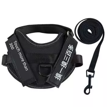 Hand Holding Rope Cat Teddy Corgi Dog Small and Medium-Sized Dogs Adjustable Slip Cat Vest Chain Pet Supplies L Black (touch more than 300)