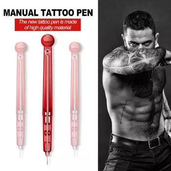 Hand Poke Pen Профессиональный набор ручек для татуировки Инструмент для татуировки Держатель для насадок для татуировки Набор ручек для татуировки для татуировки Боди-Арт