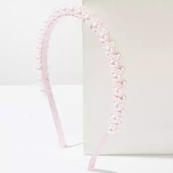 Hand Wrapped Pearl Headband Versatile Outer Headband Pressed Hair Face Wash Hair Accessory One Size розовый