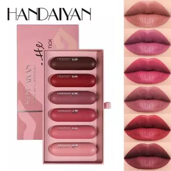 Handaiyan Suyan Mouth Red Echuine Recorder Reade Pak Reade Pak Nude Натуральный матовый блеск для губ Lip Glasse Lip Glasse 6pcs