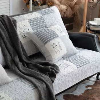 Handcraft Patchwork Scandinavian Cotton Sofa Cushion Fabric Non-Slip Cushion Minimalist Cartoon Neutral Combination Leather Sofa Towel