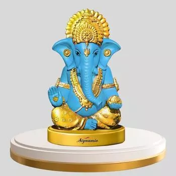 Handcrafted Blue Ganesha Idol for Car Dashboard Item: Ganesh Ji, Ganpati Bappa Murti for Home Decor - Exquisite Car God Idols