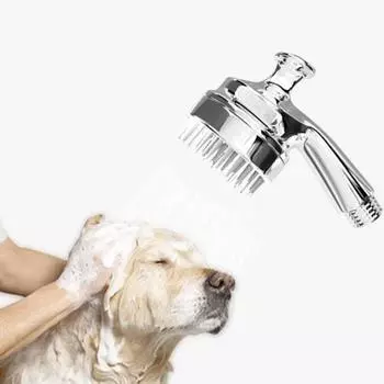 Handheld Dog Shower Attachment Silicone Dog Bathing Nozzle Cats Shower Comb for Dogs Cats серебряный