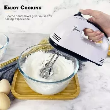 Handheld Electric Egg Beater Milk Frothers Household Automatic Mixer, Egg white and cream beater, mini 7-speed white 0.5L&EU белый