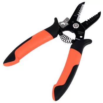 Handle Wire Stripping Pliers Crimper Cable Cutter Pliers Double layer Fine Grinding Wire Clamping Pliers Fine Grinding Stripping оранжевый