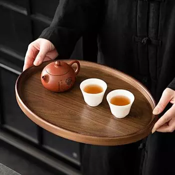 Handmade Display Dessert Fruit Storage Tray Snacks Meal Plate Hotel Restaurant Tea Tray Home Party Wooden Tray Ornament 5 Styles