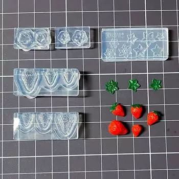 Форма ручной работы из эпоксидной смолы, силиконовая форма в виде 3D-клубники и листьев, инструмент для создания кристаллов из смолы, украшение для торта из эпоксидной смолы