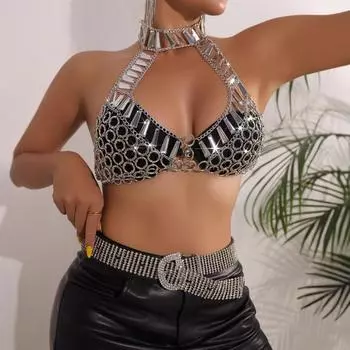 Handmade fashion sexy babes gem neck chest jewelry one size fits all серебряный