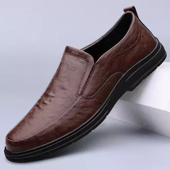 Handmade Genuine Leathe All-match Comfy Men Loafers Moccasins Handmade Walking Flats Casual Men Driving Shoes Soft Slip on Shoes 37 чёрный
