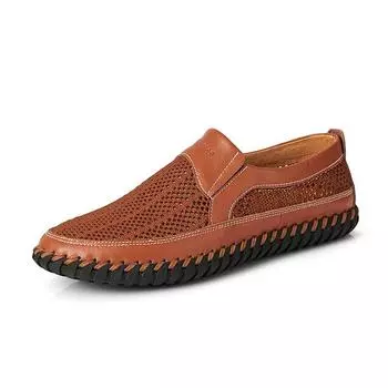 Handmade Leather Men Shoes Casual Comfortable Man Loafers Slip on Leather Shoes Men s Flats Breathable Moccasins Walking Shoes 38