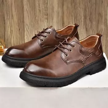 Handmade men s leather casual shoes, men s leather shoes, men s driving shoes, classic retro cargo casual shoes 38-44 38 чёрный