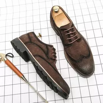 Handmade Mens Wingtip Oxford Shoes Cow Leather Brogue Men s Dress Shoes Classic Business Formal Shoes for Men Zapatillas Hombre 6 чёрный