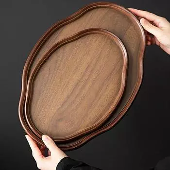 Handmade Natural Materials Snacks Storage Tray Dessert Fruit Display Ornament Wooden Tray Home Party 5 Styles