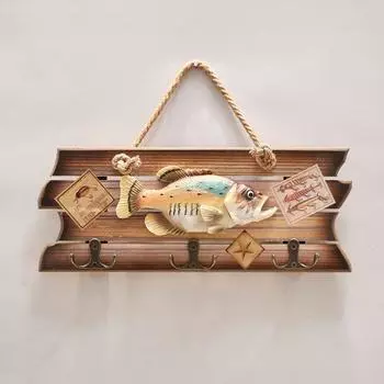 Handmade Simulation Fish Pendant Unique Fish Decor Hook Wood Fish Wall Hanging Ornaments Study Style 2