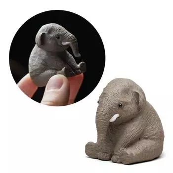 Handmades Sittings Elephant Ornament Small Teas Pet Mini Cute Statue Room Teas Table Decorations for Teas Lover Friend серый