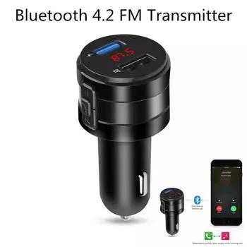 Handsfree Bluetooth 4.2 FM-передатчик Модулятор Автомобильное зарядное устройство 3.1A Dual USB-адаптер Автомобильный MP3-плеер Беспроводной аудиоприемник Черный