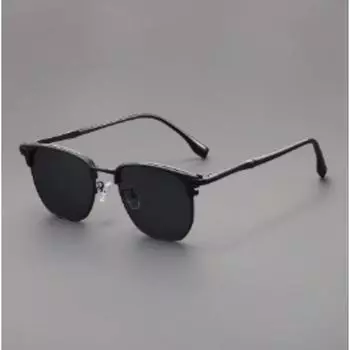 Handsome Half Frame Sunglasses Personalized Retro Rectangular Design Black Gray Eyeglass Lenses UV Resistant Sunglasses зелёный