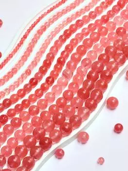 Handwork Bracelets 40-15Pcs 4-12mm Beading Accessories Watermelon Red Stone DIY Natural Stone Loose Beads Fashion Round Accessories 4mm 40Pcs