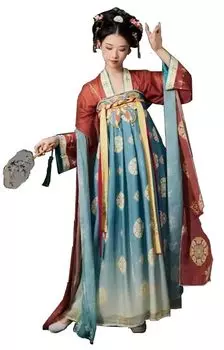 Hanfu Косплей Древний китайский Тан Длинная Татуировка Наклейка Включена [Yousaku Co., Ltd.] Костюм, Женский, Костюм, Хэллоуин, Сцена, Суд, Юбка,