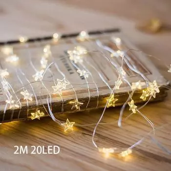 Hanging 20led 2m Christmas Lights Snowflake Candy Cane Xmas Tree Powered Battery Star