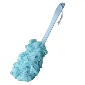 hanging Bath mesh brush long handle soft mesh brush sponge 1pc brush Unique синий