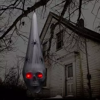 Hanging Halloween Glowing Skull Head Cloth Simulation Skull Head Realistic Outdoor белый