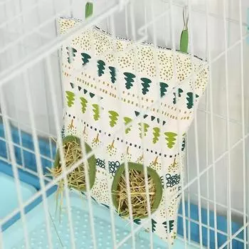 Hanging Pouch Pet Hay Bag 2/3 Holes Hamster Guinea Pig Feeding Bag Rabbit Chinchilla Hay Feeder Storage Bag for Small Animal