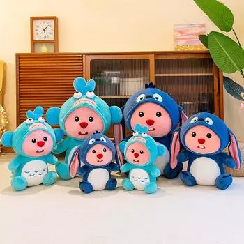 Hangyodon Stitch трансформируется в куклу Loopy плюшевая игрушка настольная подушка для украшения дивана Kawaii периферийное устройство детский подарок на день рождения 35cm