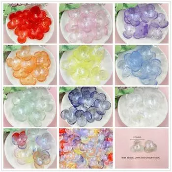 Hanmade Beads Acrylic Hollowed Out Hairpin Accessories Three-petal Flowers 22.6mm Handmade Beaded Mobile Phone Chain 10pcs Straight Hole розовый