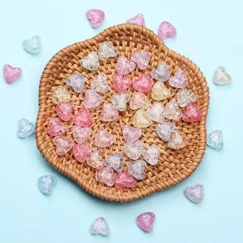 Hanmade Heart Shape Loose Beads Handmade Crack Jewelry Accessories DIY Fashion 50Pcs 9.8*11mm 50 Pcs разноцветный