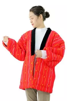 Hanten Made in Japan Cut Pattern Kurume Hanten Hanten Red 5 [Tayutaf] Женские