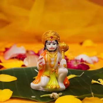 Hanuman Ji Murti Blessing with Gada Sitting Lord Balaji Bajrangbali Sankat Mochan Bhagwan Idol for Temple Car Dashboard