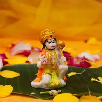 Hanuman Ji Murti Blessing with Gada Sitting Lord Balaji Bajrangbali Sankat Mochan Bhagwan Idol for Temple Car Dashboard Home Decor