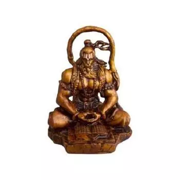 Hanuman Ji Murti Lord Bajrangbali Dhyan Mudra Meditation for Home Car Dashboard Decorative Showpiece (Resin, Gold)