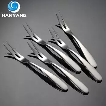 HANYANG 304 Вилка для фруктов из нержавеющей стали Вилка для торта 410 Столовые приборы с фруктовым наконечником