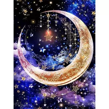 HAODEOO 5D Diamond Art Moon 5D Diamond Painting Mosaic Art Diamond Painting Kit Картина из бисера Полный набор пасты для вышивки бисером Мозаика из бисера Художественное оформление