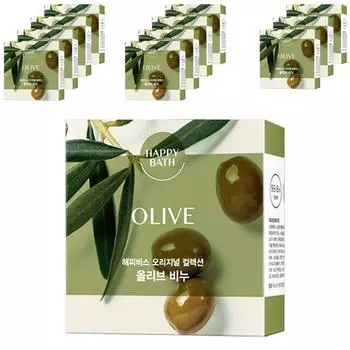Happy Bath Original Collection Olive Soap, 90g, 12 pieces