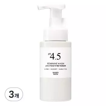 Happy Bath PH4.5 Mildly Acidic Mugwort Bubble Feminine Cleanser, 250g, 3 units