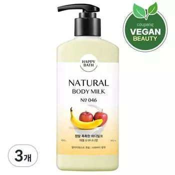 Happy Bath Really Moist Body Milk Apple Banana Flavor, 400ml, 3 packs
