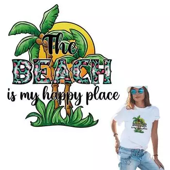Happy Beach Iron Patch наклейки на одежду Diy Parches Ropa толстовки термопресс аппликация футболка аппликация на одежду термоперенос