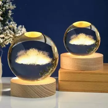 Happy Haves Cosmic Light Искусственный хрустальный шар Светильник 3D Солнечная система Успокаивающие звездные сферы Цветная лампа с дистанционным управлением Подарок 8 cm