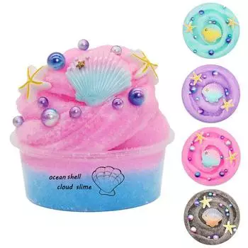 Happy Play Soft Ocean Slime Fluffy Shell 60 мл Глина Пластилин Грязь Стресс зелёный/жёлтый
