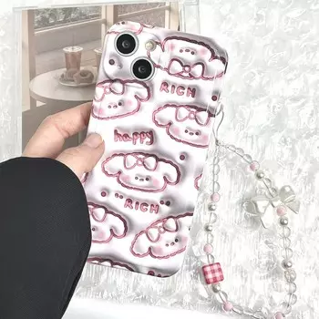 Happy Rich Cloud Dog Ins 3d рельефный браслет милый чехол для телефона с мультяшным рисунком для Iphone 13 12 Promax 14 Pro Max 11 Imd Lovely Puppy Capa For iphone 13pro