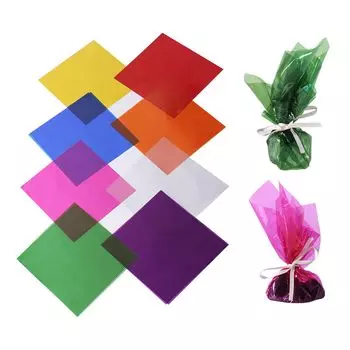 happykau Cellophane Colored Cellophane 8 Colors Set of 160 For Crafts DIY Decoration Packaging Graduation Gift Wrapping Handicraft Paper Film