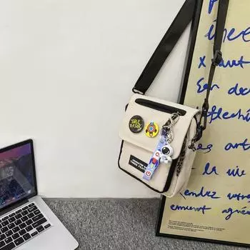 Harajuku Canvas Shoulder Bag Quick-dry Mobile Phone Pack All-match Men Crossbody Bag Male