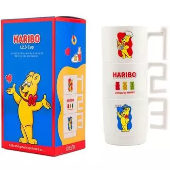 Haribo Gold Beren 123, набор из 3 чашек, цвет слоновой кости, 1 комплект, Популярные корейские товары для родителей