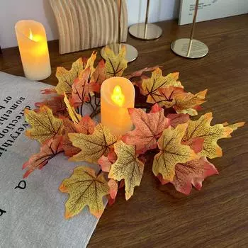 Harvest Festival Artificial Artificial Maple Wreath Halloween Home Window Autumn Decoration Pendant Maple Leaf wreath -30cm