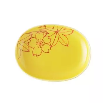 Hasamiyaki Small Plate Oval Small Plate Spring and Autumn W 10cm x D 8cm x H / Approx. 1.7cm