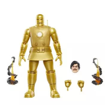 Hasbro MARVEL Marvel Comics Iron Man Iron Man Comics Коллекционный размер Действие Ретро Дизайн Блистерная упаковка F9026 Подлинный продукт (Модель 01-Золото),