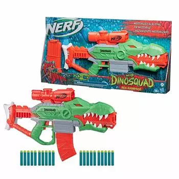Hasbro Nerf Dino Squad Rex Rampage Электрический бластер Nerf Elite 20 официальных дротиков в комплекте 10 зажимов для хранения дротиков 10 запасов для хранения дротиков Tyrannosaurus красный